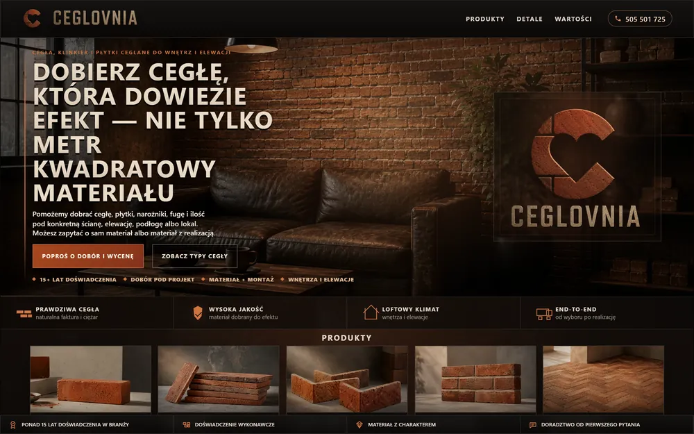 Podgląd ceglovnia.pl: landing dostawcy klinkieru